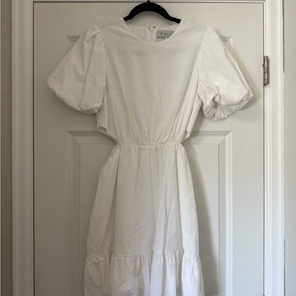 Wayf White Puff Sleeve Dress
